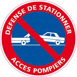 Panneau rond Défense de stationner - accès pompiers avec symbole fourrière
