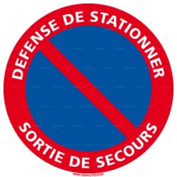 Panneau rond Défense de stationner - sortie de secours