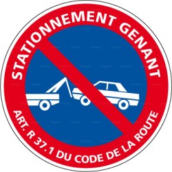Panneau rond Stationnement gênant, Article R.37 du code de la route