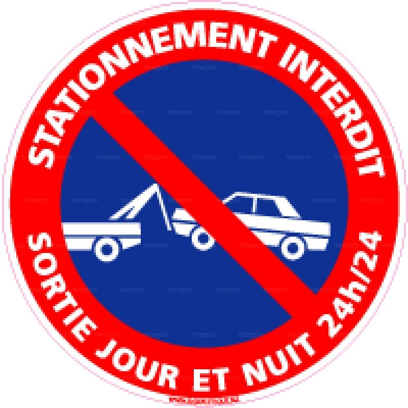AUA SIGNALETIQUE - Panneau prière de ne Pas stationner Jour et Nuit Emplacement réservé - 330 mm, Vinyl adhésif
