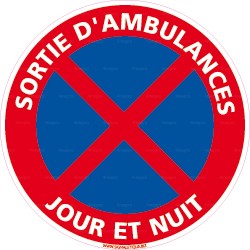 Panneau rond Sortie ambulances jour et nuit