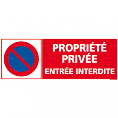 Panneau rectangulaire horizontal "Propriété privée - entrée interdite"