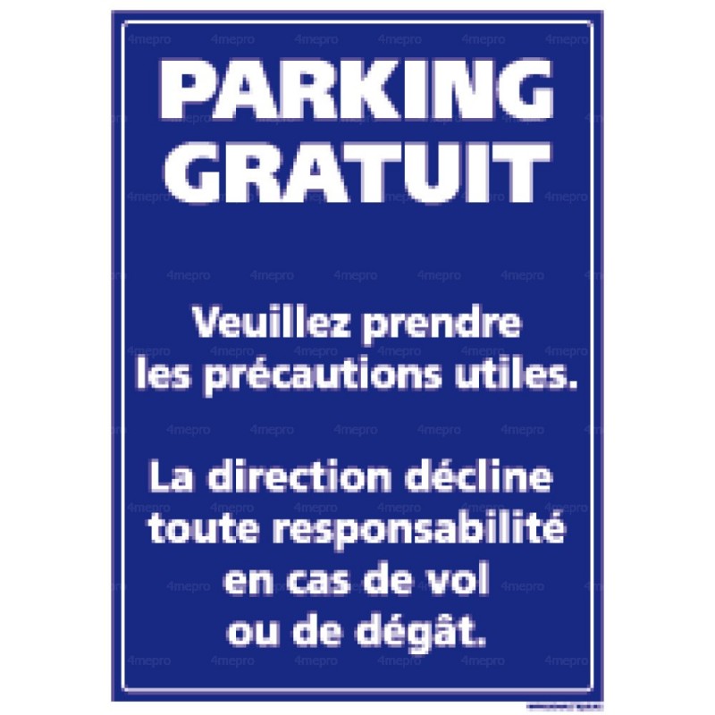 Panneau rectangulaire vertical Parking gratuit 4mepro