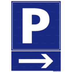 Panneau de parking rectangulaire vertical Flèche droite