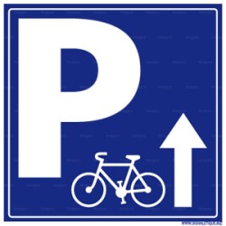 Panneau carré Parking avec direction haut pour vélo