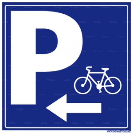 Panneau carré Parking avec direction gauche pour vélo