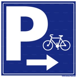 Panneau carré Parking avec direction droite pour vélo