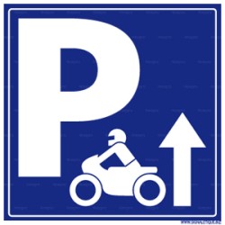 Panneau carré Parking avec direction pour moto 1