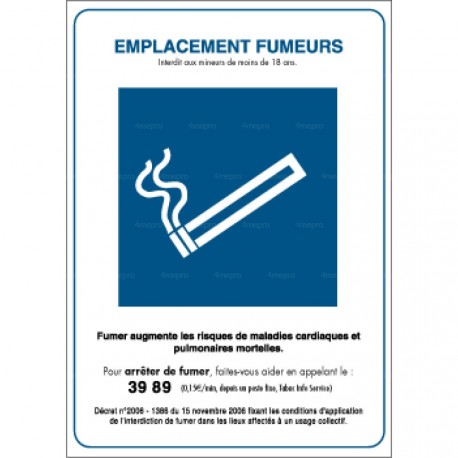 Panneau rectangulaire vertical Emplacement fumeurs