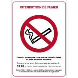 Panneau de signalisation rectangulaire vertical Interdiction de fumer