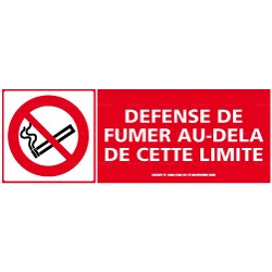Panneau de signalisation rectangulaire horizontal Défense de fumer au-delà de cette limite