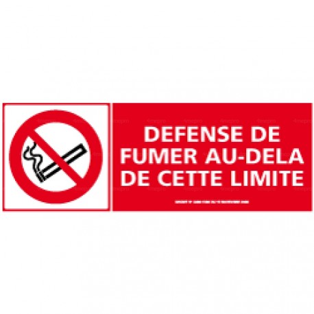 Panneau de signalisation rectangulaire horizontal Défense de fumer au-delà de cette limite