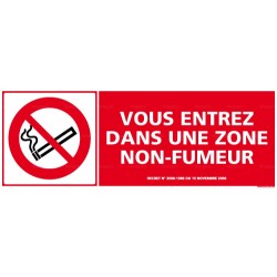 Panneau de signalisation rectangulaire horizontal Vous entrez dans une zone non fumeur