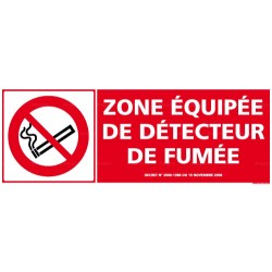 Panneau de signalisation rectangulaire horizontal Zone équipée de détecteur de fumée