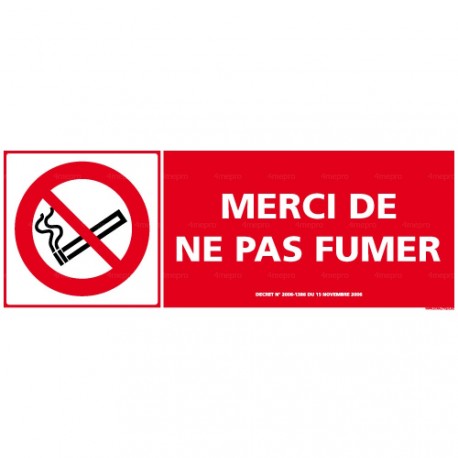 Panneau de signalisation rectangulaire horizontal Merci de ne pas fumer