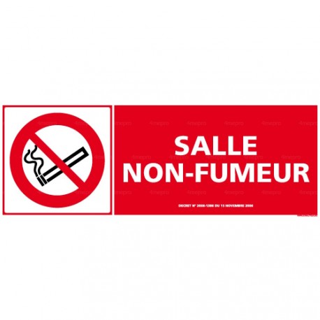 Panneau de signalisation rectangulaire horizontal Salle non fumeur