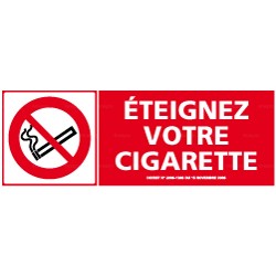 Panneau de signalisation rectangulaire horizontal Eteignez votre cigarette