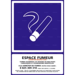 Panneau de signalisation rectangulaire horizontal Espace fumeur officiel