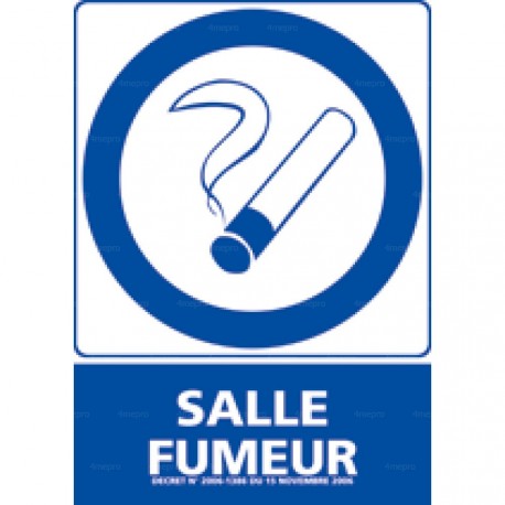 Panneau de signalisation rectangulaire horizontal Salle fumeur