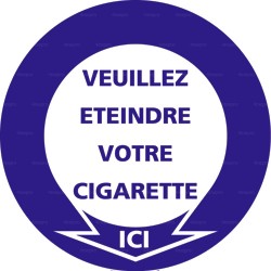 Panneau de signalisation rond Veuillez éteindre votre cigarette ici