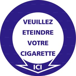 Panneau de signalisation rond Veuillez éteindre votre cigarette ici