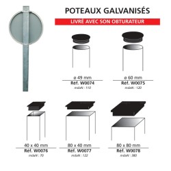 Poteau galvanisé à sceller pour panneau de signalisation