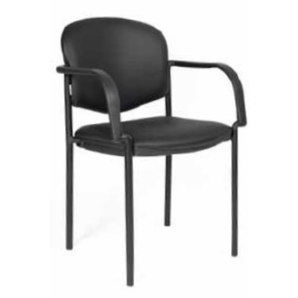 Chaise visiteur en cuir noir avec accoudoirs - 4mepro