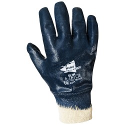 Gants manutention lourde - nitrile lourd imperméable main entière - poignet tricot - norme EN 388 4211