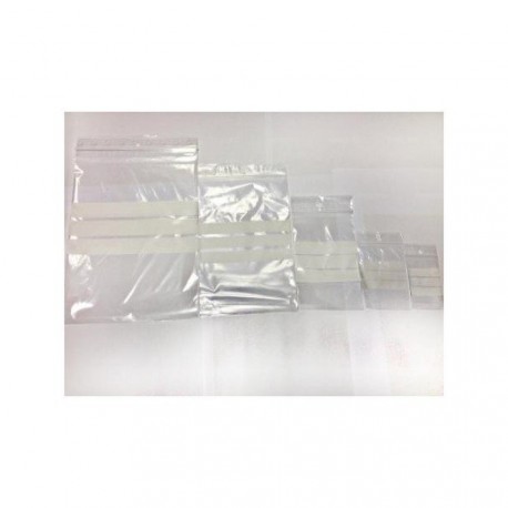 Sachets zip transparents à bandes blanches 6x8 cm