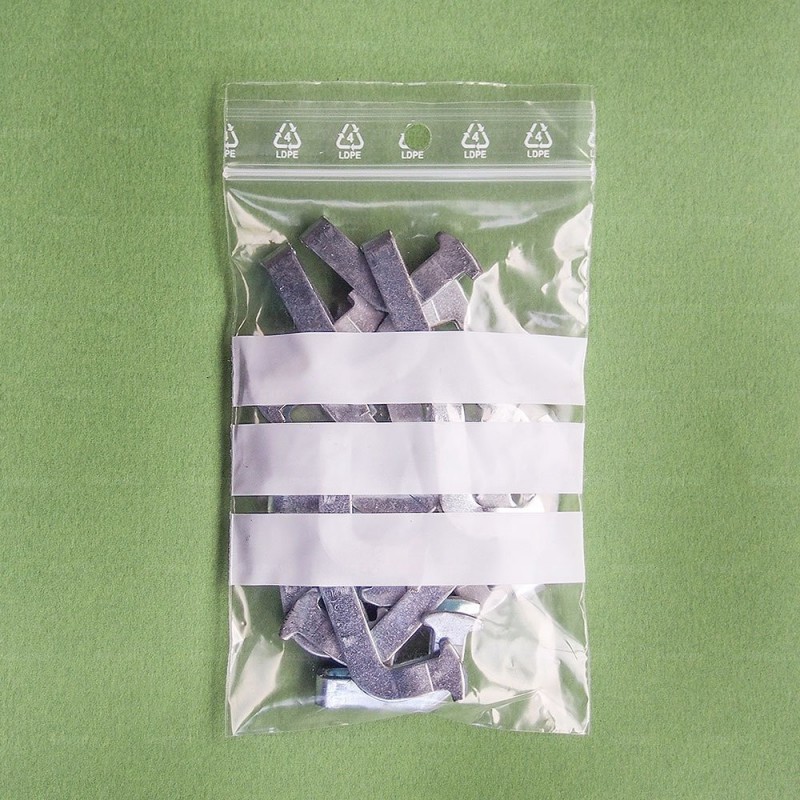 Sachets zip transparents à bandes blanches 8x12 cm - 4mepro