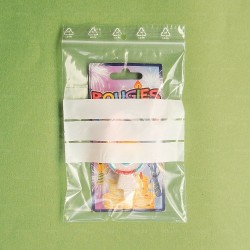 Sachets zip transparents à bandes blanches 12x18 cm