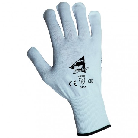 Gants d'Emballage - manutention fine - polyamide blanc avec picots PVC bleus - norme EN 388 314x