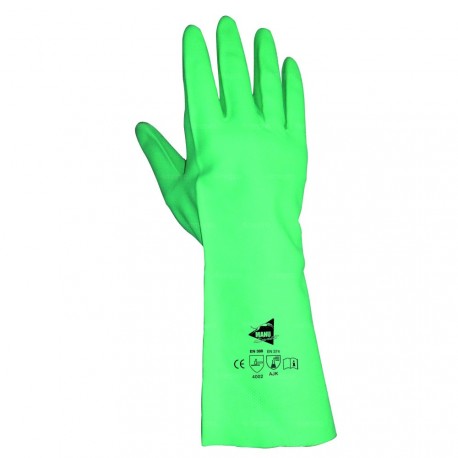Gants protection chimique 32cm - nitrile flocké coton - normes EN 388 4002 / EN 374 AJK