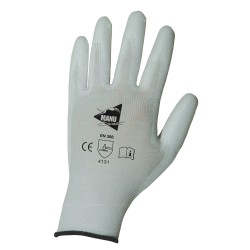 Gants de Précision - manutention fine - polyuréthane blanc sur support nylon blanc - norme EN 388 4131