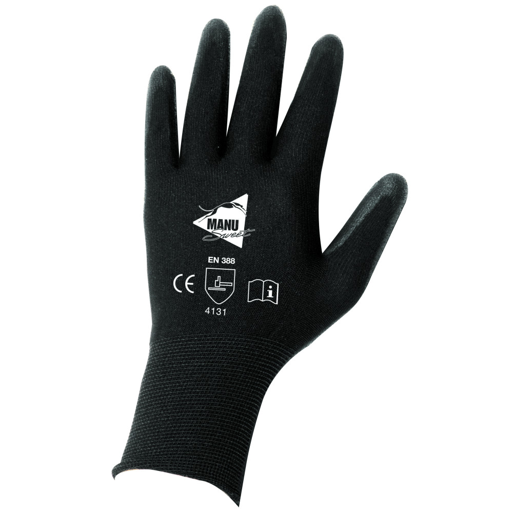 12 paires de gants de travail Un gant de travail en polyuréthane avec excellente adhérence et montage GUARD 5 Caractéristiques conformes à la norme EN388. 