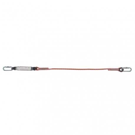 Longe corde tressée avec absorbeur d'énergie et mousquetons ovales en acier Ø 10,5mm et 1,5 m de longueur