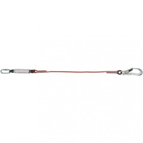 Longe corde tressée avec absorbeur d'énergie et mousquetons grande ouverture Ø 10,5mm et 2 m de longueur