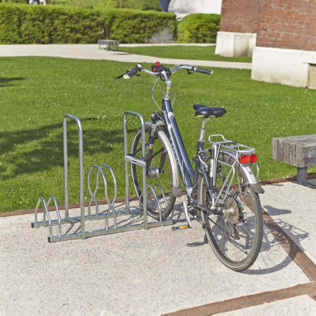 Râtelier au sol 3 vélos 2 niveaux + 2 arceaux antivol