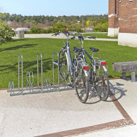 Râtelier au sol 5 vélos 2 niveaux  + 4 arceaux antivol