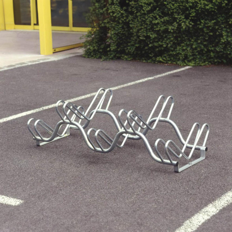 Râtelier Sol Métal Pour 3 Vélos WilTec - 70x33x27cm - Galvanisé