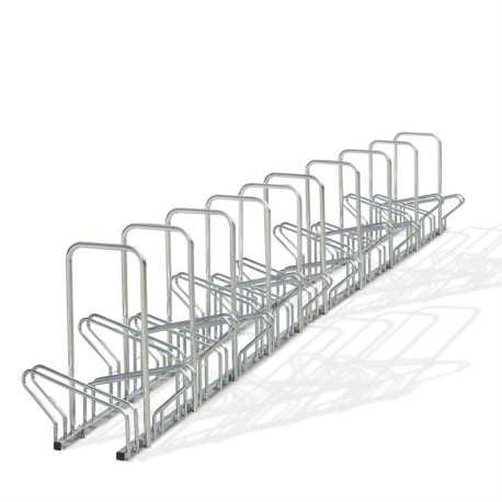 Râtelier au sol 2 niveaux face à face avec arceaux antivol - 6, 8, 10 ou 20 vélos