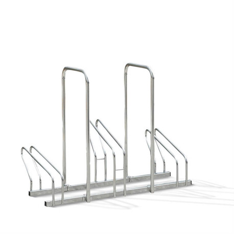Râtelier au sol 2 niveaux côte à côte avec arceaux antivol - 3, 5, 6, 8 ou 10 vélos