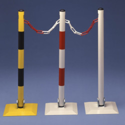 Potelet sur coupelle carrée rabattable blanc/rouge 90 cm