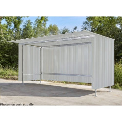Abri extérieur 400 x 225 x 207 cm - côté en tôle galvanisée