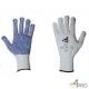 Gants d'Emballage - manutention fine - polyamide blanc avec picots PVC bleus - norme EN 388 314x