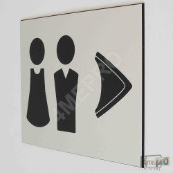 Plaque de porte "toilettes à droite" Pictogramme