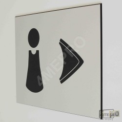 Plaque de porte "toilettes femmes à droite" Pictogramme