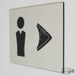 Plaque de porte "toilettes hommes à droite" Pictogramme