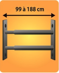 Grilles de défense télescopique 2 barreaux pour fenêtre de 99 à 188 cm de large