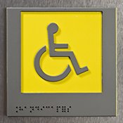 Panneau handicapé en relief et avec écriture braille